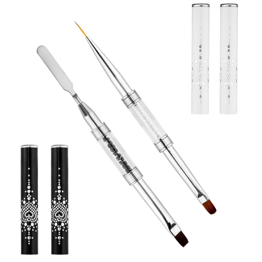 2 x 2pcs Hard Gel Nail Brush, Premium Nylon Builder Gel Art Brushes for Nails French Manicure Design Brush Easy To Use And Clean Nail Hard Gel Brushes Tool for Home And Professional Nail Salons