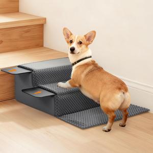 ROYALAY Stair Wedges for Small Dogs, Crystal Velvet Ramps for Dogs Over Stairs, Pet Ramp to Get on Bed with Strong Support for Injured & Aged Pets, 4 pcs