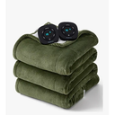 Bedsure Electric Blanket Queen Size  Dual Control Heated Blanket Queen, Fast Heating with 10 Time Settings & 10 Heat Settings, Warm Gift for Grandma (84x90 inches, Olive Green)