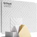 Woovio Sound Proof Foam Panels for Walls, 18 Pack Self-Adhesive Acoustic Panels, 12" X 12" X 0.4" Soundproof Wall Panels for Door, Ceiling, Home Office White