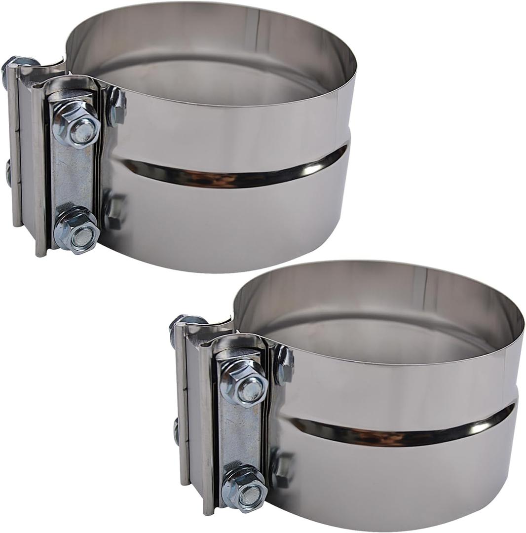 5 inch Exhaust Clamp Stainless Steel for 5" Inner Diameter to 5" Outer Diameter Exhaust Pipe Turbo Downpipe Muffler and Exhaust System Repair - 2 Pieces