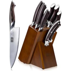 HOSHANHO 8-Piece Kitchen Knife Set, Japanese High Carbon Super Steel Knife Sets with Block, Professional Ultra Sharp Chef Knife Set with Scissors
