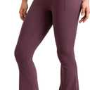 Colorfulkoala Dreamlux No Front Seam Flare Leggings with Pockets (Purple)