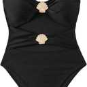 Floerns Women's One Piece Swimsuit Shell Cut Out Monokini Ruched Beach Bathing Suits M
