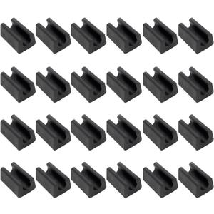 24 Pack Rectangle Plastic Furniture Feet, 10mm U Shaped Chair Legs Tips Protectors Non-Slip Chair Foot Floor Glides Plastic Foot Pads (Black)