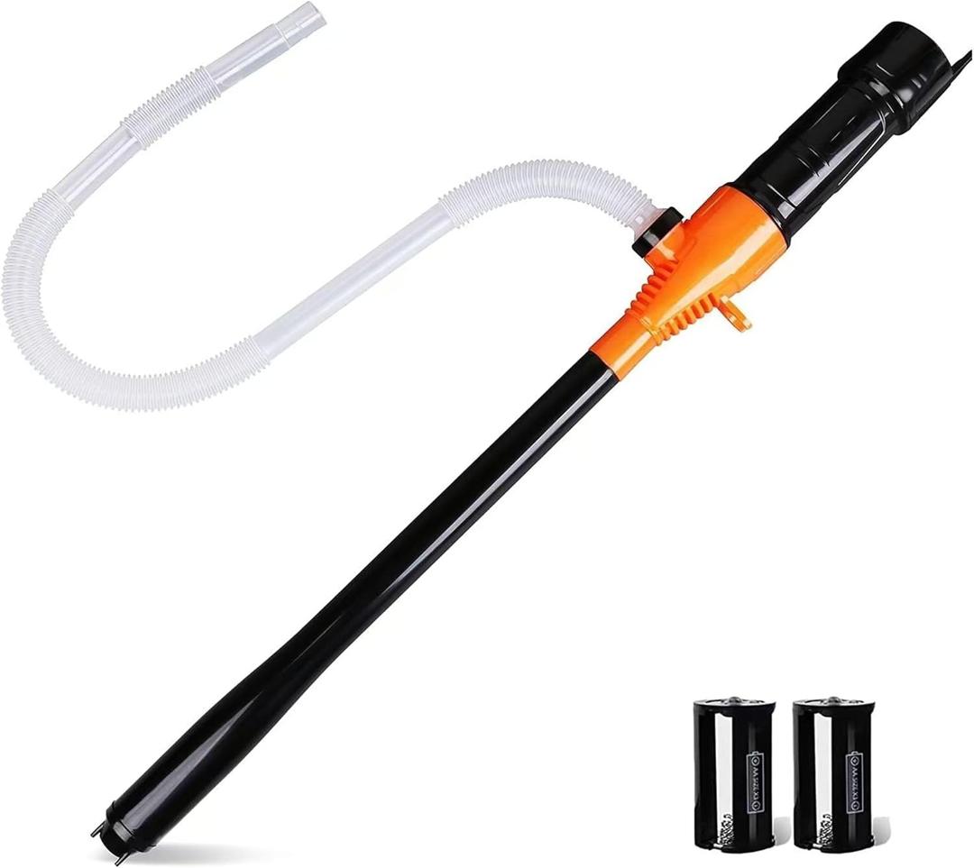 Battery Operated Electric Siphon Pump for Gas & Diesel Transfer - 3.5GPM Flow Oil Extractor - Ideal Gasoline Transfer Pump (Long Hose, Orange)