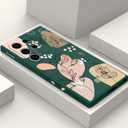 for Samsung Galaxy S24 Ultra Case, Creative Flower Pattern Design Phone Cover Drop Protection Soft Ultra Thin Scratch Resistant Microfiber Lining Inner for Galaxy S24 Ultra-Morandi Green