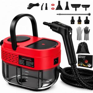 Steam Cleaner 2500W Handheld Steamer with 1.6L Tank, 3 Steam Levels, Portable Steam Cleaning Machine for Home, Car Detailing, Furniture, Bed Bugs & Grout Red