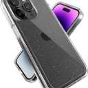 Speck Clear iPhone 14 Pro Case - Drop Protection, Scratch Resistant Dual Layer Slim Phone Case for 6.1 Inch iPhones 14 Pro - Anti-Yellowing & Anti-Fade Case - Clear with Platinum Glitter GemShell