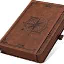 AHGXG Thick Journal Lined Notebook for Men - 320 Numbered Pages A5 College Ruled Notebook for Writing, 100gsm Paper, Vintage Leather Hardcover, for Women Work Office School, 5.75'' X 8.38''- Brown