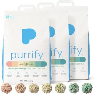 Smart Health Monitoring Cat Litter – Color-Changing, Fast Clumping, Odor Control, Low Dust (10lb*3pack)