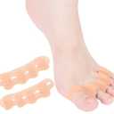 2PCS Toe Spacers for Women and Men, Toe Separators for Pedicure, Bunion Corrector, Hammer Toe Straightener, Plantar Fasciitis, Toe Spreaders for Foot Pain Relief and Foot Health. (2, Beige)