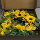 idyllic 18Artificial Sunflower Spring Wreath Rustic Farmhouse Decorative Floral Wreath for Front Door Window Wedding Outdoor, Yellow