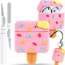 Boaretiu for Airpods 4th Case - with Keychain and Cleaner Kit for AirPods 4th Generation Case (2024) Ice Cream Cute Kawaii Funny 3D Soft Silicone Fun Cool for Girls Women Teens for Air pods 4 Cover