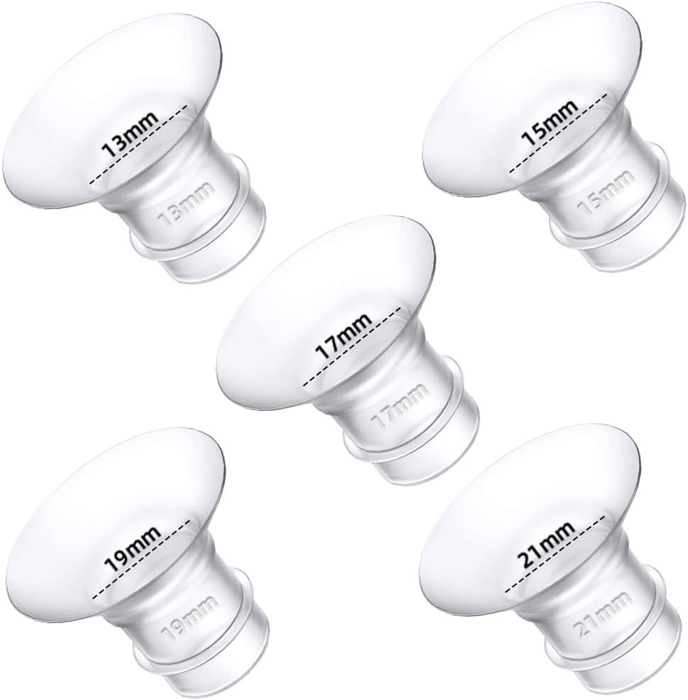 Flange Inserts 13/15/17/19/21mm for Medela,Spectra 24mm Shields/Flanges,Compatible with TSRETE,CPPSLEE,Momcozy S9/S9Pro/S12/S12Pro Wearable Breast Pump,Reduce 24mm Nipple Tunnel Down to 5pcs