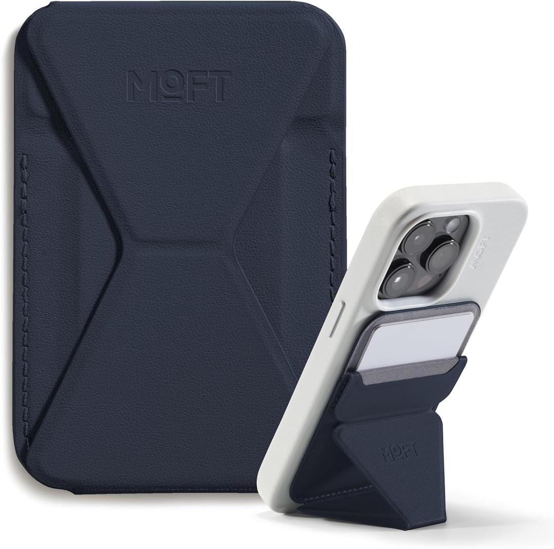 MOFT Magnetic Wallet Stand Compatible with iPhone 17/16/15/14/13/12 Series, Angle Adjustment & Magsafe Compatible MOVAS Phone Stand,Navy Blue