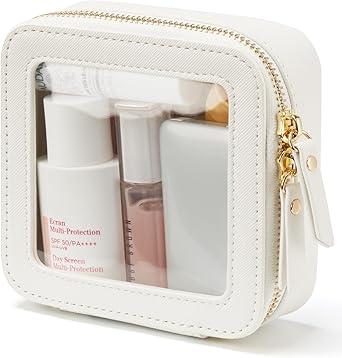 Popvibe Clear Makeup Bag Travel Cosmetic Case Transparent Toiletry Bag with Zipper, Portable Make Up Organizer Traveling Compact Car Bag for Essentials