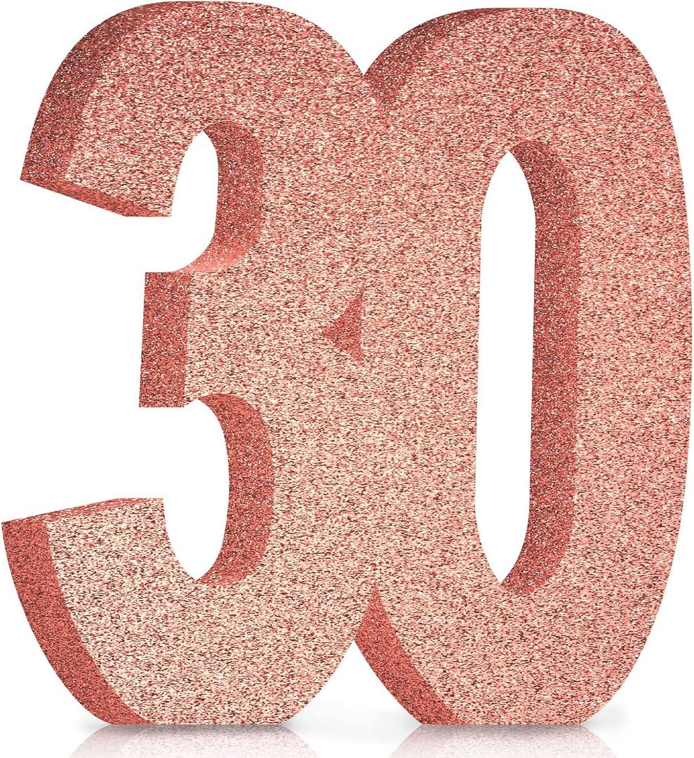 30th Birthday Decorations for Women,30th Anniversary Decorations,Rose Gold Glitter 30th Birthday Party Centerpieces for Table Decorations,30 Table Topper Decor