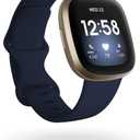 Fitbit Versa 3 Health & Fitness Smartwatch with GPS, 24/7 Heart Rate, Alexa Built-in, 6+ Days Battery, Midnight Blue/Gold, One Size (S & L Bands Included)