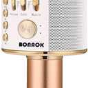 BONAOK Wireless Bluetooth Karaoke Microphone,3-in-1 Portable Handheld Karaoke Mic Speaker Machine Home Party Birthday for All Smartphones (Q37 Gold)