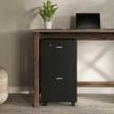 File Cabinet - 2-Drawer Cabinet with Lock and Deep Drawer Storage - Rolling Filing Cabinet for Under The Desk, Home, or Office by Lavish Home (Black)
