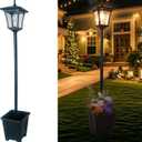 Outdoor Solar Post Lights, 59" Dusk to Dawn Solar Lamp Post with Planter, Waterproof Floor Lamps for Backyard, Pathway, Patio,Lawn, Driveway Decor