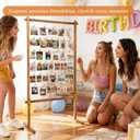 Collage Picture Frame,Photo Display Board with Clips,Wood Pictures Photos Frames With Stand for Wedding Graduation Party Birthday Greeting Letter Postcards Christmas Cards Holder Organizer,53 inch, Standing