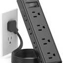 10 FT Extension Cord - Long Power Strip Surge Protector, Flat Plug, 12 Widely Outlets 3 Sides Outlet Extender, 900J, Wall Mount, Desk Charging Station Compact for Home Office Dorm Room Essentials