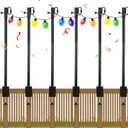 Yetene 6 Pack Deck String Light Poles with Adjustable 3" Clamp, Outdoor Light Poles for String Lights Christmas Garden Backyard Deck Fence Railing Hanging Bird Feeders, Lanterns, Wind Chimes (28 Inch)