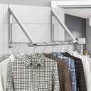 Clothes Drying Rack for Laundry Room Organization,Foldable Over The Door Drying Racks for Saving Space, Silver 2 Racks and A Rod