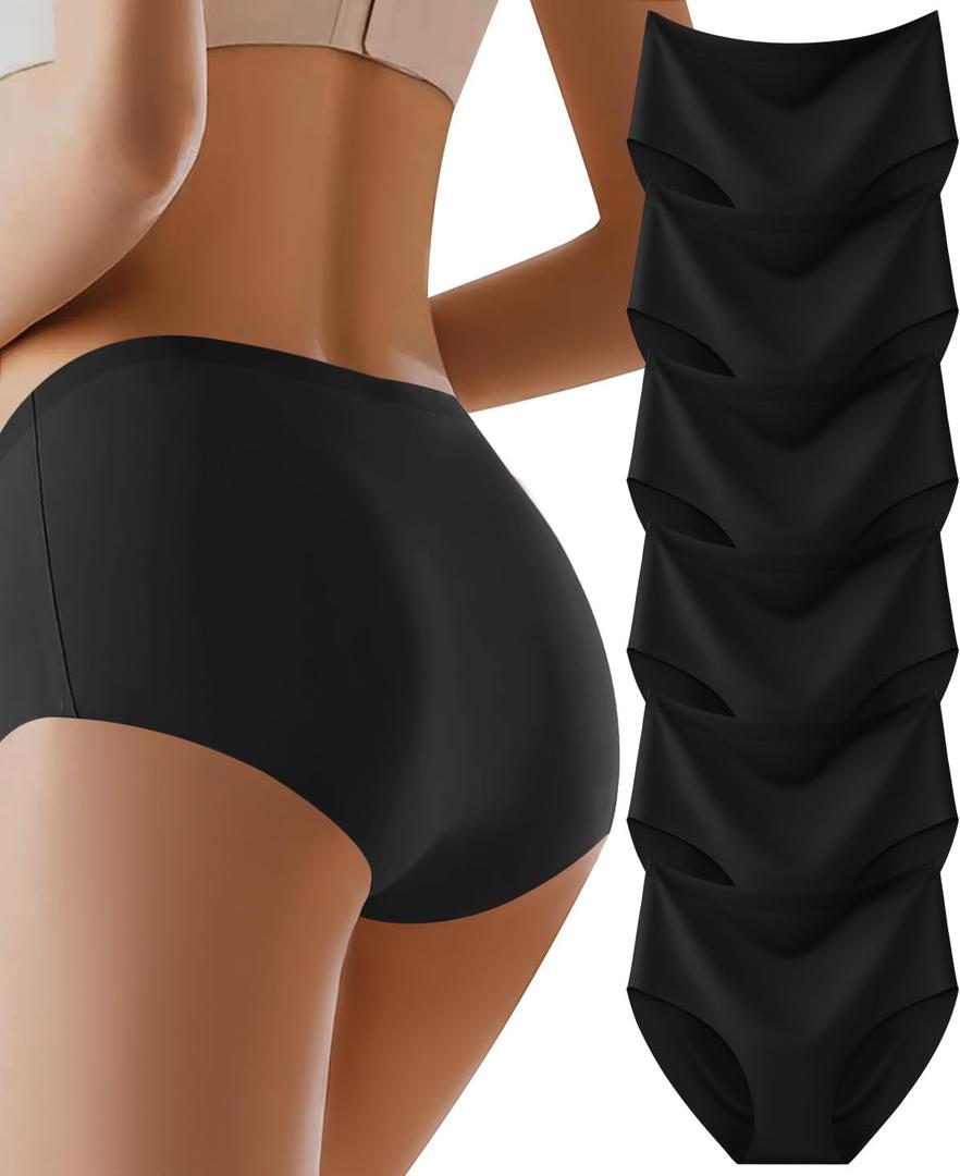 Womens Underwear Full Coverage No Show High Waisted Seamless Ladies Panties 3 Pack (X-Small)
