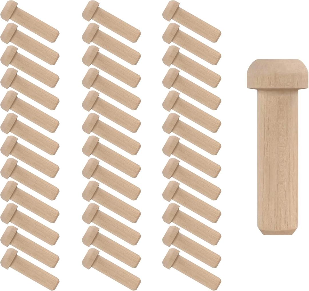 Wood Axle Pegs, 1-3/8-inch Fits 3/8-inch Hole Pack of 100 Mini Wooden Pegs for Train Car Wheel Craft Woodworking Pegboard
