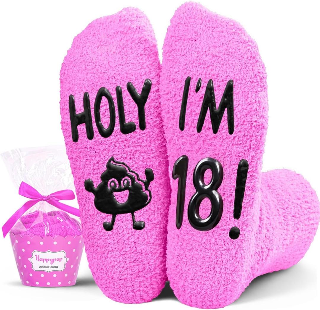 HAPPYPOP Birthday Gift Ideas for Teens - 13-19 Year Old Girls Holy Fuzzy Socks for Daughter (Pink)