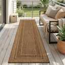 MontVoo-2x8 ft Indoor Outdoor Runner Rugs for Entryway Porch Hallway Kitchen Door Entrance Long, Textured Weave Polypropylene, Durable for High Traffic, Fade-Resistant, Modern Solid Neutral Brown