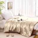 Vonty Satin Throw Blanket Taupe Satin Blankets 50x60 Inches(with Small Flowers), Cooling & Silky Throw Blanket Wrinkle-Free Cable Knit Throw Blankets for Coush Sofa Bed Outdoor