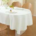 Classic White Oval Tablecloth - Made of Durable Plain Cloth, Heavy Duty & Wrinkle-Resistant, Smooth Surface for Party Restaurant Formal and Everyday Dining, Easy to Iron,60 x 102 Inch