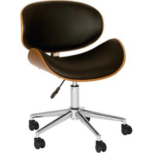 Armen Living Daphne Office Chair in Black Faux Leather and Chrome Finish, 33" x 21" x 20"