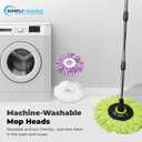 Simpli-Magic 360 Spin Mop and Bucket with Wringer 3 High-Absorbent Microfiber Washable Heads, Soap Dispenser Spinning Mop and Bucket Set for All Types Floor Cleaning