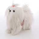 CU-MATE 11 Inch- Shih Tzu Puppy Toys Dog -White Longhaired Pomeranian Plush Stuffed Animal Realistic Dog Plush Toy Pet Present Gift