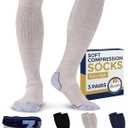 Pembrook Light Compression Socks for Men & Women - 3 Pairs | 8-15 mmhg Compression Dress Socks for Men | Support Socks (Large, Black/Tan/Navy - 3 Pairs)