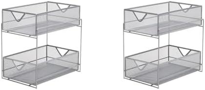Mind Reader, Supply Storage, Makeup Accessory Organizer, 12 x 8 x 12, Silver (Pack of 2)