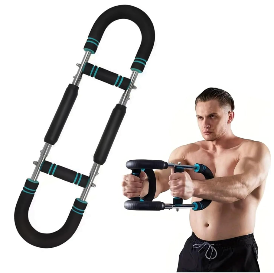 Adjustable Power Twister Bar For Arm Strength, Chest Stength Training Exercise Equipment, Heavy Duty Steel Construction, 66-88 110LBS, Portable Power, Detachable, Home Workout, Fitness.