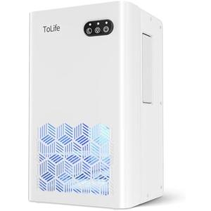 ToLife Dehumidifiers for Home 95 OZ Water Tank, 1000 sq.ft Dehumidifier for Basement Bedroom Bathroom with Auto Shut Off 7 Colors LED Light, White