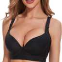 Plus Size Push Up Bra for Women Hide Back Fat Smoothing Bra Seamless Underwire T-Shirt Bra (44D, Black)