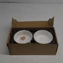 SPUNKYJUNKY 15 Slanted Ceramic Dog and Cat Bowl with Wooden Stand, Tilted Bulldog Food and Water Bowl No Slip Non-Spill for Cats Medium Dogs Big Face Pets 28.7 OZ (3.6 Cups, White  2)