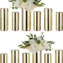 Glass Cylinder Vases Set of 12, Hewory Glittery Gold Vase for Centerpieces, Glass Hurricane Candle Holders for Pillar Floating Candle, Tall Round Vase for Wedding Anniversary Events Home Table Decor