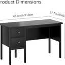 BHG Computer Desk with Drawers,Modern White Home Office Desk with Storage Filing Cabinet, Vanity Desk Makeup Dressing Table for Bedroom,Small Writing Table PC Desks for Study (Black, 43.3")