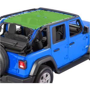 Alien Sunshade Jeep Wrangler JLU (2018-2023) - Full Length Mesh Sun Shade for Jeep JL Unlimited - Blocks UV, Wind, Noise - Bikini JLkini Top Cover for Sport, Sport S, Sahara, Rubicon (Green)