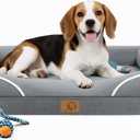 Homemate Dog Bed Medium Size Dog 28x23 inch with Orthopedic Foam Waterproof Outdoor Pet Cat Bed Sofa Supplies with Toy Dogs Crate Pad Couch with Removable Washable Cover & Non-Slip Button Light Grey (28.0"Lx23.0"Wx6.5"H)