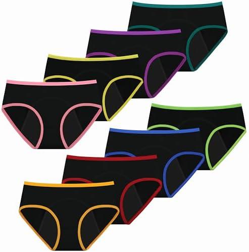 Mesachy Teens Girls Period Underwear Kids Period Panties Menstrual Leakproof Protective Underwear for Teens Cotton Briefs, Pack 4, XL